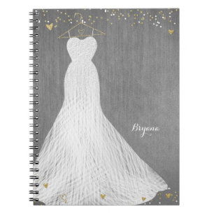 Carnet Magnifique robe sur cintre doré pour la douche de 