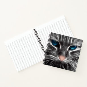 Carnet Magnifique visage de chat aux yeux bleus