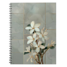Magnolia blanche Floral Ligne dorée Marbre