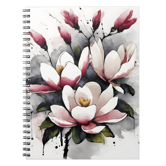 Carnet Magnolia - Fleurs aquarelle (Devant)