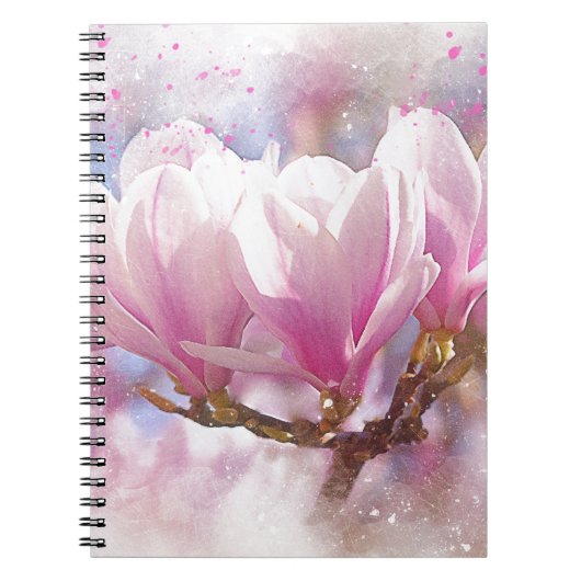 Carnet Magnolia rose violet en fleurs - Fleur de printemp (Devant)
