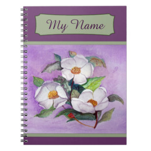 Carnet Magnolias du sud blanches Painterly sur la lavande