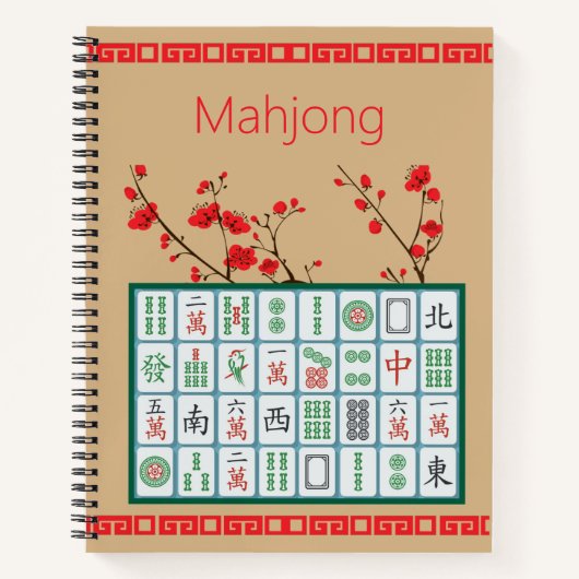 Carnet Mahjong Cherry Blossom Spiral Notebook (Devant)