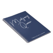 Carnet Mahjong Queen Nom personnalisé Marine Bleu (Côté Droit)
