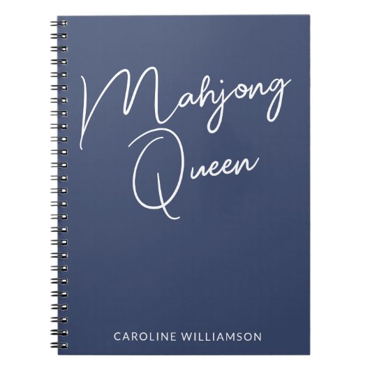 Carnet Mahjong Queen Nom personnalisé Marine Bleu (Devant)