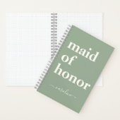 Carnet Maid of Honor Minimalist Nom moderne | Sage Green (À l'intérieur)
