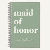 Carnet Maid of Honor Minimalist Nom moderne | Sage Green (Recto)