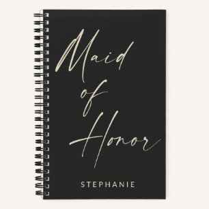 Carnet Maid of Honor Minimalist Personnalisé Noir