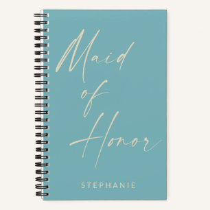 Carnet Maid of Honor Minimalist Turquoise bleu Personnali