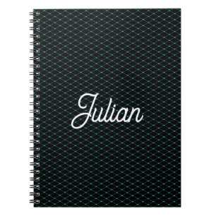 Carnet Maillage net vert monogramme sur noir