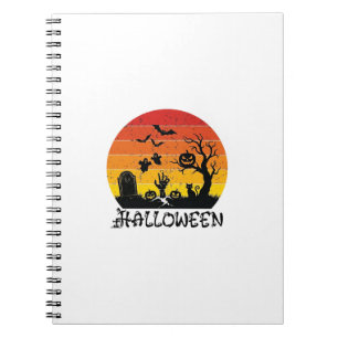 Carnet Main de zombie Halloween Pierre tombale Arbre Chat