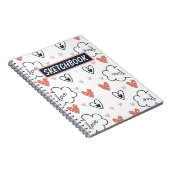 Carnet Main Drate Motif rose et blanc sketchbook (Côté Droit)