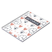 Carnet Main Drate Motif rose et blanc sketchbook (Côté gauche)