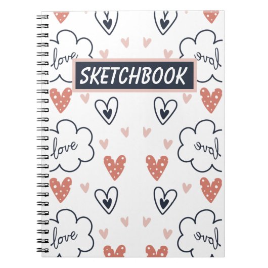 Carnet Main Drate Motif rose et blanc sketchbook (Devant)