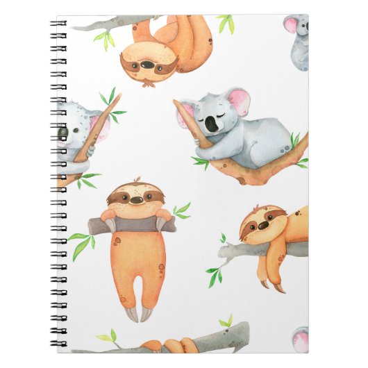 Carnet Main painted watercolor pattern tropical cute anim (Devant)