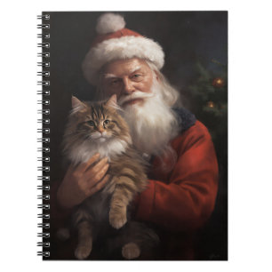 Carnet Maine Coon avec le Père Noël Festif Noël