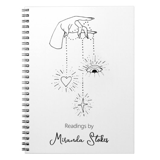 Carnet Mains mystiques Céleste Noir & Blanc (Devant)