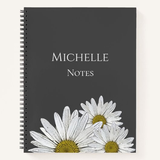 Carnet Maisies modernes Floral Botanique Gris (Devant)