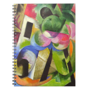 Carnet Maison avec des arbres par Franz Marc, Beaux-arts 