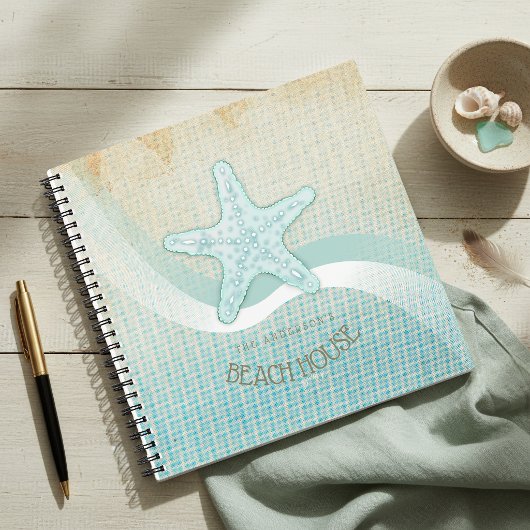 Carnet Maison de plage étoile de mer Aqua Blue ID623