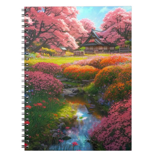 Carnet Maison en bois entourée d'un jardin coloré (Devant)