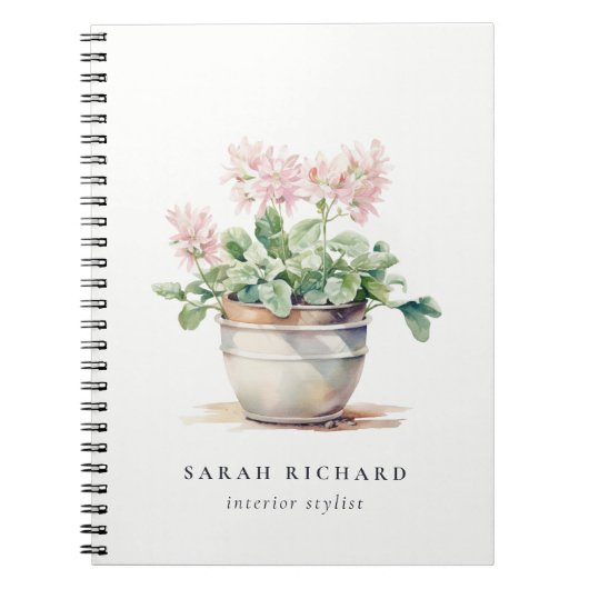 Carnet Maison Florale en pots Plante Aquarelle Botanique (Devant)