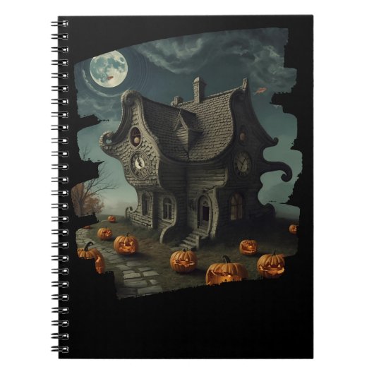 Carnet Maison Haunween avec Citrouilles et Pleine lune (Devant)