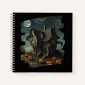 Carnet Maison Haunween avec Citrouilles et Pleine lune (Devant)