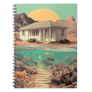Carnet Maison surréaliste du désert avec récif sous-marin