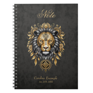 Carnet Majestic tête de lion dorée avec crinière noire