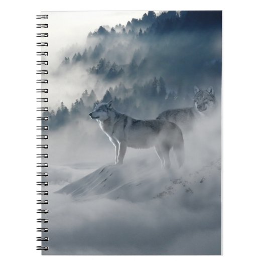 Carnet Majestic Wolves in the Forest Mist (Devant)