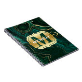 Carnet Malachite vert foncé et feuille d'or avec veines s (Côté Droit)
