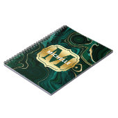 Carnet Malachite vert foncé et feuille d'or avec veines s (Côté gauche)
