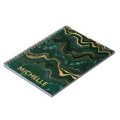 Carnet Malachite vert foncé et veines de feuilles d'or (Côté gauche)