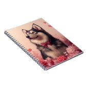 Carnet Malamute d'Alaska avec des roses - Saint-Valentin  (Côté Droit)