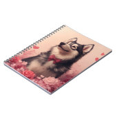 Carnet Malamute d'Alaska avec des roses - Saint-Valentin  (Côté gauche)