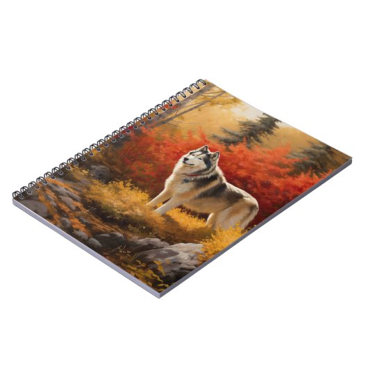 Carnet Malamute en Alaska à l'automne Feuilles automne in (Côté gauche)