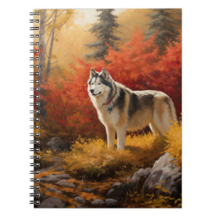 Carnet Malamute en Alaska à l'automne Feuilles automne in
