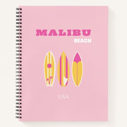 Carnet Malibu, Plage de Malibu, Preppy, Rose (Devant)