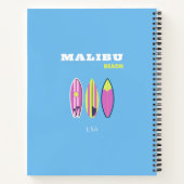 Carnet Malibu, Plage de Malibu, Tropical, Preppy, Bleu (Dos)