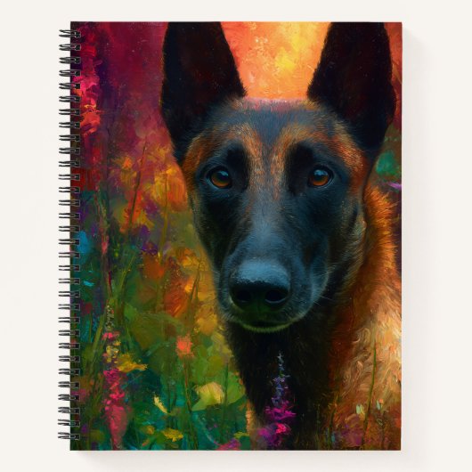 Carnet Malinois with Wildflowers Portrait (Devant)