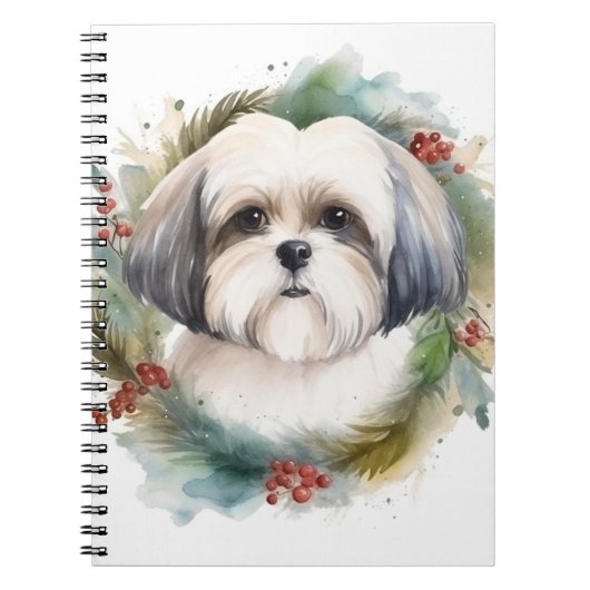 Carnet Malti Tzu Christmas Wreath Festive Pup (Devant)