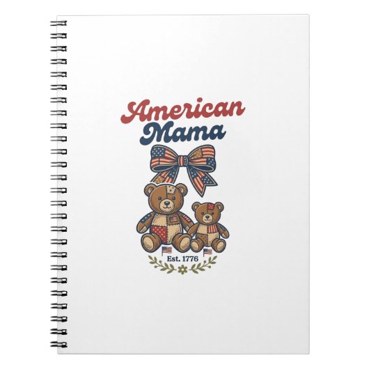 Carnet Mama Américaine Ours Patriote Patchwork Vector Des (Devant)