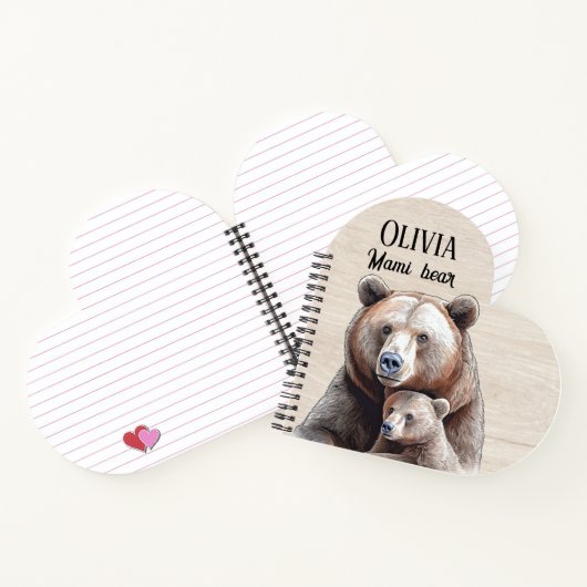 Carnet Mama Bear Heart-Shaped Personalized Notebook (Intérieur)