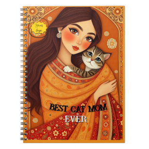 Carnet Maman amoureuse de chats Photo orange