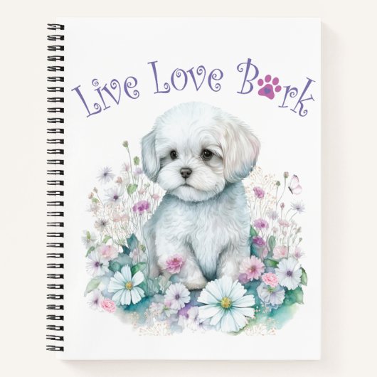 Carnet Maman chien maltais floral (Devant)