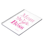 Carnet Maman Femme Boss Typography Ajouter Votre Nom (Côté gauche)