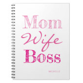 Carnet Maman Femme Boss Typography Ajouter Votre Nom (Devant)