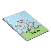 Carnet Maman mignonne et Eléphant bébé, Vert personnalisé (Côté Droit)