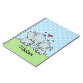 Carnet Maman mignonne et Eléphant bébé, Vert personnalisé (Côté gauche)
